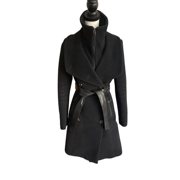 Mackage Wool Cashmere Coat Black Belted Double Breasted Jacket Size S $1195 - Picture 1 of 13
